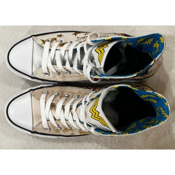 Converse Size 8.5 All Star WONDER WOMAN Print DC Comics Hi Top Sneaker Unisex - Picture 6 of 13